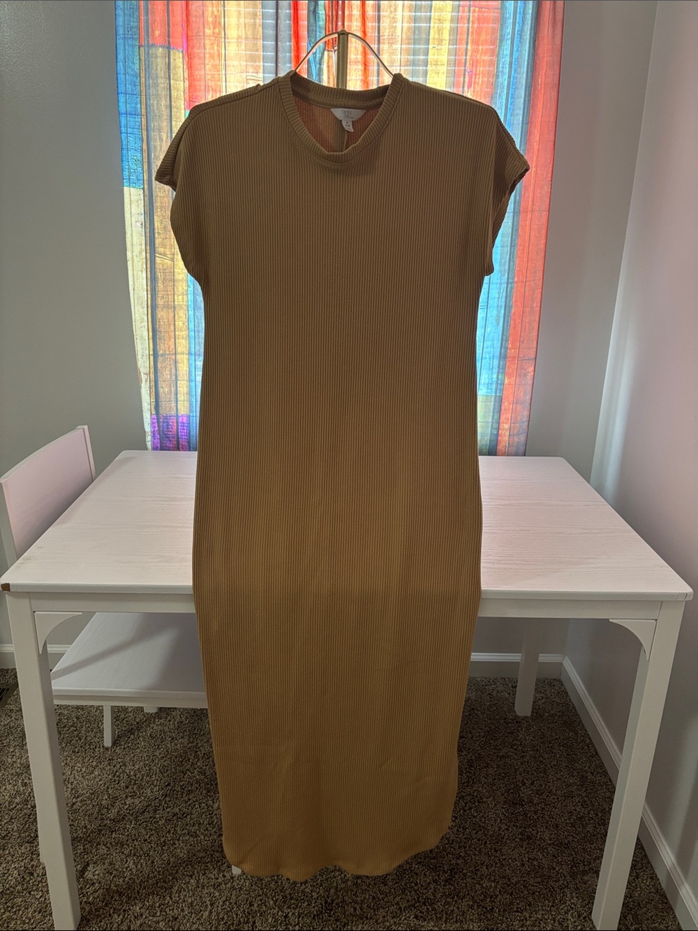 Time and Tru Ribbed Midi Dress in Camel